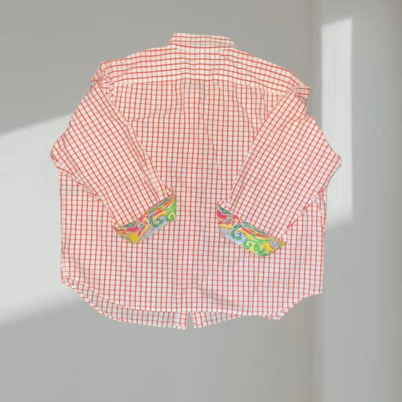 Ralph Lauren Shirt – Orange Check Button-Down with Paisley Trim (Size 2X) - Picture 3 of 6
